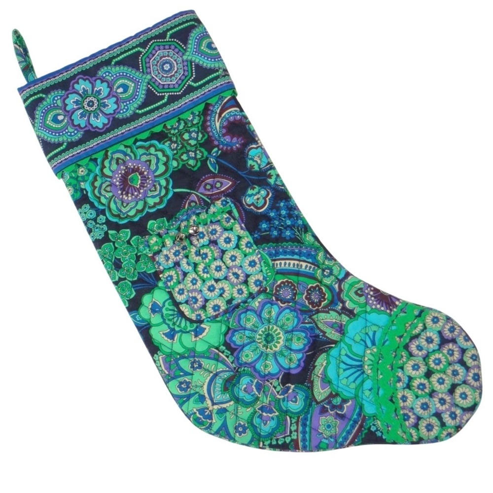 Vera Bradley Quilted Christmas Stocking Provencal Blue Green Purple Paisley